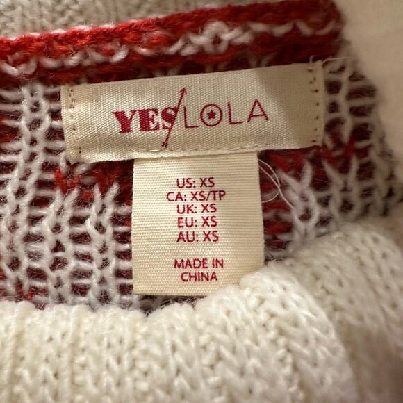 ANTHROPOLOGY Yes Lola Christmas sweater red and white size S but over sized XXL - Picture 4 of 5